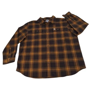 Carhartt Button Up Flanellhemd Herren XXL 2XL braun caramel kariert Taschen 104451 - Bild 1 von 12