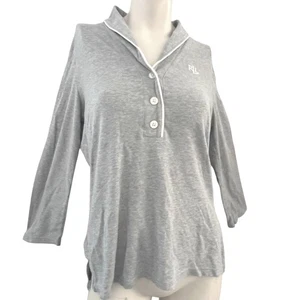 Ralph Lauren Sleepwear Womens Large Gray PJ Top Pullover Embroidered Comfy Cozy - Picture 1 of 6