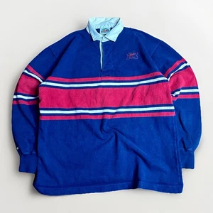 Vintage Barbarian Miller High Life Rugby Poloshirt Herren XL blau rot Bier Streifen - Bild 1 von 10