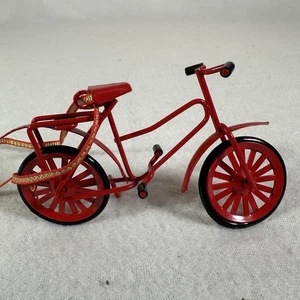 Vintage Cottage Gate Red Bicycle Ornament 5.5" Holiday Emporium Decoration - Picture 1 of 5