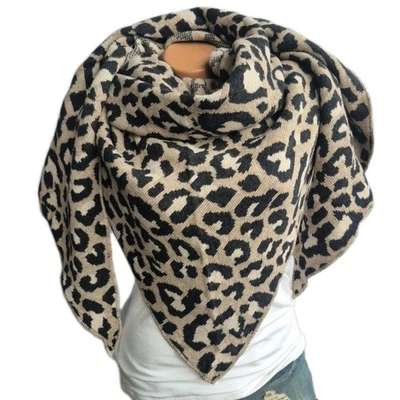 Zwillingsherz Damen Schal Dreieckstuch Leo Beige Braun Kaschmir Wolle (0 181)