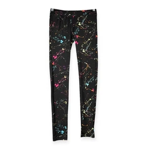Tipsy Elves Neon Splatter Leggings Womens Size Medium Black Multicolor Paint - Picture 1 of 6