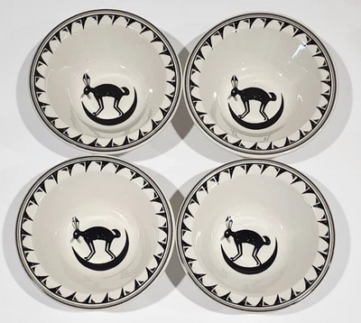 Ancient Mimbreno Indian Bowls Santa Fe Dining Car Replica 6 1/4" Black Rabbit - Image 1 of 4