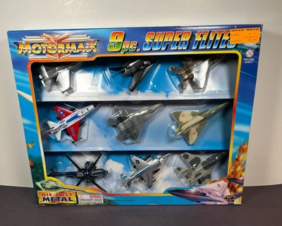 Motormax 9PC SUPER FLITES Jet Metal Die-cast Helicopter Plane Set 63006 RedBox - Image 1 of 4