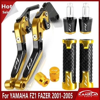 Gold For YAMAHA FZ1 FAZER 2001-2005 Handle Grips Cap Brake Clutch Levers Sets - Image 1 of 4