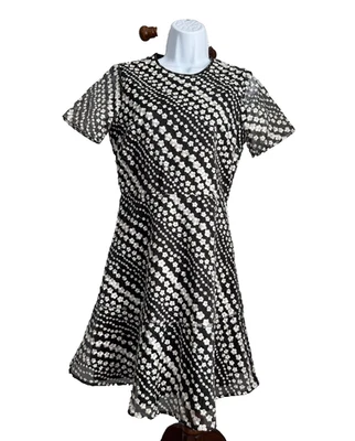 VESTIDO MICHAEL KORS Línea A Negro Blanco Floral Bordado Semi Transparente EE. UU. 6 Foto 1 de 4