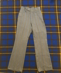 Vintage 70s Levis Sta-Prest Striped Slacks Flare Pants 26x29 High Rise Talon Zip - Picture 1 of 5