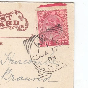 GLANVILLE Círculo Cuadrado Matasellos Australia del Sur en Antigua POSTAL 1908 Clasificado R - Imagen 1 de 3