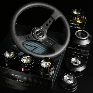 NRG 140H HUB+GEN 3.0 QUICK RELEASE+3"DEEP DISH LEATHER STEERING WHEEL BLACK - Bild 1 von 4