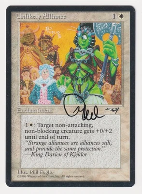 Signed Unlikely Alliance LP Artist Phil Foglio 1996 MTG Misprint Ink Bleed Error - Image 1 of 2