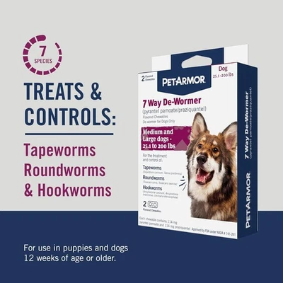 Dog Dewormer Large 7-In-1 Puppy Tapeworm Worms Medicine Chewables Worm Remover - Image 1 of 4