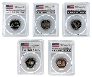 2004 S Clad Quarter 5 Coin Set PCGS PR70 Ultra Cameo - Made In USA Holder - Picture 1 of 2