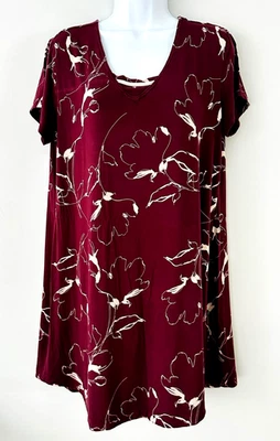 SOMA L Genial Camisón Camisa para Dormir Mangas Cortas Suave Elástico Patrón Floral Ciruela Foto 1 de 4