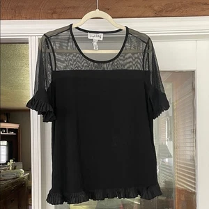 Blusa negra con volantes transparentes Joseph Ribkoff - Imagen 1 de 9