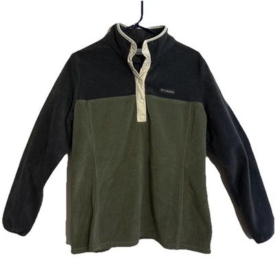 Suéter clásico Columbia XL verde y gris polar cuarto a presión para mujer Foto 1 de 4