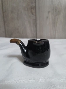GIAPPONE Ceramica Marrone VECCHIA PIPA DA FUMO Forma di PIPA POSACENERE PORTACENERE SIGARETTA, VINTAGE - Foto 1 di 9