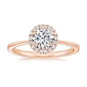 0.70 Ct Lab Grown CVD Diamond Engagement Halo Ring 14k Solid Rose Gold - Picture 1 of 7