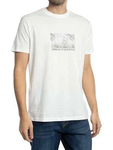 Armani Exchange de los hombres Box Logo camiseta, Blanco - Imagen 1 de 5