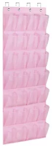 28-Pocket Kids Shoe Organizer Over-Door Hanging Rack for Toddler Shoes Pink - Picture 1 of 7