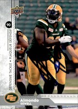 Almondo Sewell Signed 2018 Upper Deck CFL Football card Edmonton Eskimos