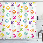 Colorful Shower Curtain Old Peace Sign Symbol Print for Bathroom