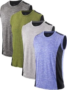 4 Pack Men's Muscle Workout Tank Top Gym Medium, Darkgray/Yellow/Gray/Blue - Picture 1 of 6