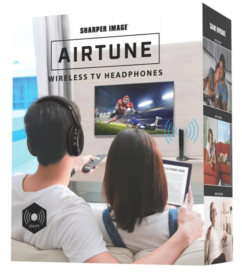 Sharper Image Airtune Wireless TV Headphones W/ FM Radio & Mic Shp924