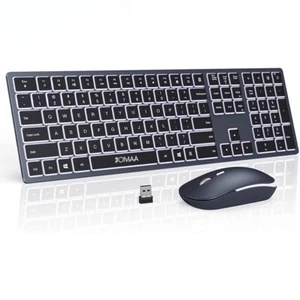Full-Size Backlight Wireless Keyboard and Mouse Combo Laptop PC USB Silent Click - Picture 1 of 21