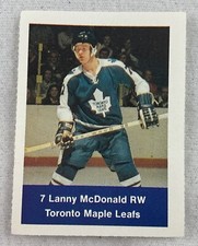 NHL 1974-75 Loblaws Action Stamp-Toronto Maple Leafs-#07-Lanny McDonald (HOF)