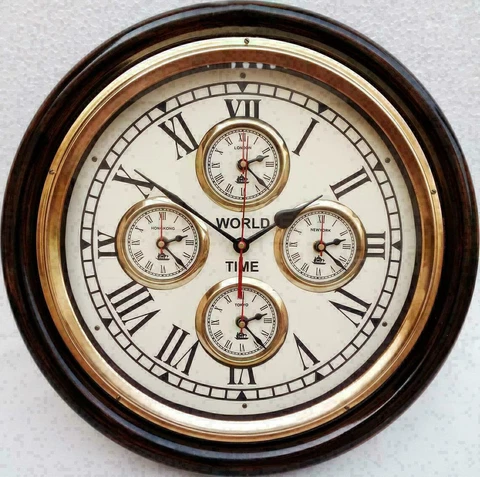 Nautical 16" Wooden Ship Wheel Wall Clock Antique Home & Office Decor Clock Gift Cover