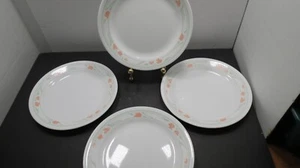 Corelle "PEACH GARLAND" Set/4 7.1/4" Plates Retired White/Peach Floral - Picture 1 of 5