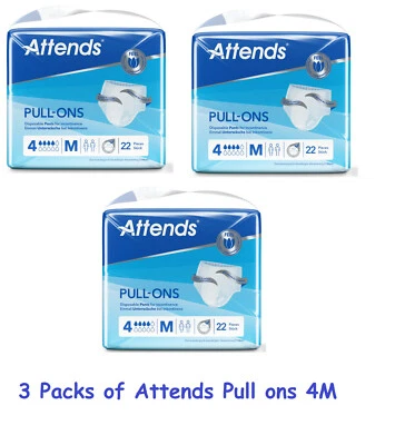 Attends Pull Ons 4M Pants - Medium - 3 x Packs of 22 Incontinence 66 Pull Ons - Image 1 of 4