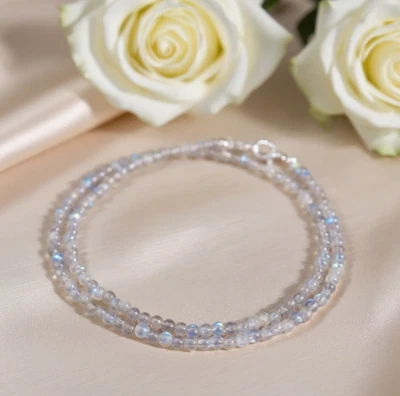 Gargantilla elástica de piedra lunar arco iris de 3 mm piedras preciosas para montar joyería regalo boho Foto 1 de 3