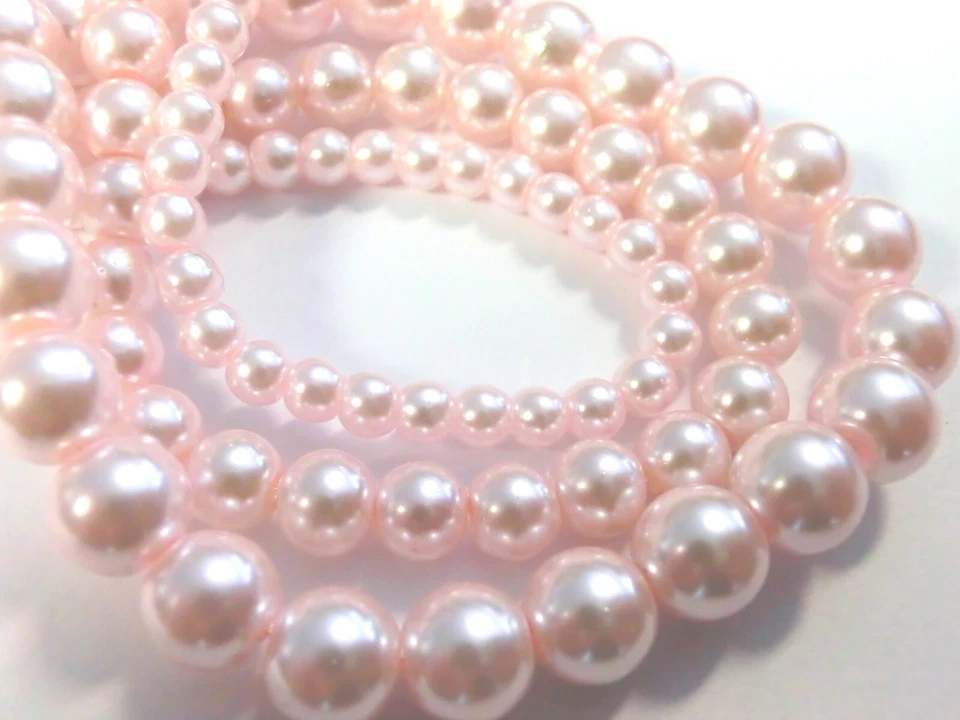 Glaswachsperlen Ø 4/6/8mm Glasperlen rund Größenwahl Farbe zart rosa Strang #14 - Bild 1 von 1