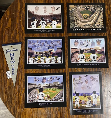 NEW YORK YANKEES MLB MINI FELT PENNANT & BABY ART PRINT LOT ! Cover