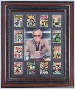 STAN LEE Signed Custom Framed 16x20 Collage w/8x10 Auto Photo & Comic Covers JSA - Picture 1 of 6