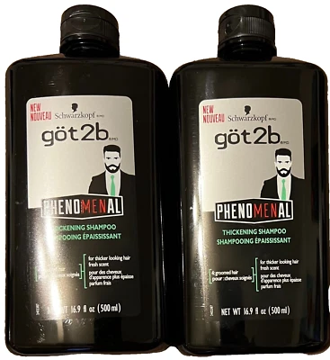 2 Pack NEW Schwarzkopf Got2b Phenomenal - Thickening Shampoo - 16.9 FL OZ Each - Image 1 of 2