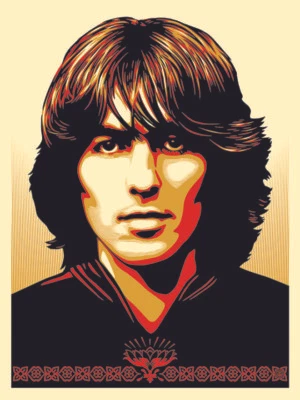 SHEPARD FAIREY handsig numbered orig print SEXY GEORGE HARRISON - THE BEATLES ! - Bild 1 von 4