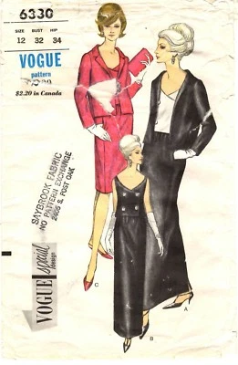 Traje para mujer vintage años 60 Vogue diseño especial patrón de costura 6330 talla 12 B32" Foto 1 de 4