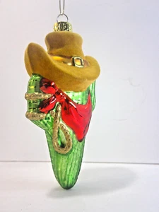 Grüner Kaktus Cowboy Glas Weihnachtsschmuck - Bild 1 von 8