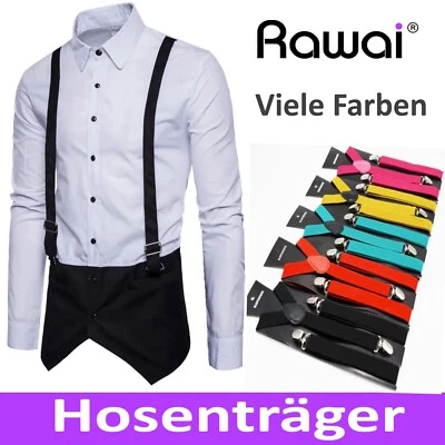 Hosenträger Herren Damen Hosen Y Träger 3-Clip Farbig Bunt verstellbar elegant - Bild 1 von 4