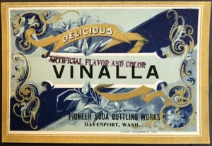 Vintage Delicious Vanilla Early 1900's Soda Label Pioneer Bottling Davenport,Wa. - Picture 1 of 1