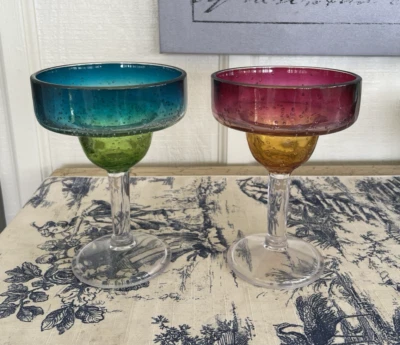 Пара акриловых пластиковых пузырьков Маргарита очки синий зеленый красный оранжевый у бассейна RV - Изображение 1 из 4