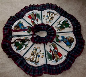 Handmade 52" Reversible (2 Patterns) Christmas Tree Skirt Ruffled Tie Heavy - Picture 1 of 9