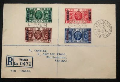 Conjunto de selos de prata 1935 Tanger Marrocos agências britânicas capa para Inglaterra Jubileu - Imagem 1 de 2