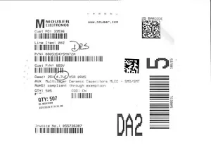 08053D475MAT2A AVX TAPA 4.7uF 25V 20% X5R 0805 *LOTE DE 507 PIEZAS* - Imagen 1 de 1