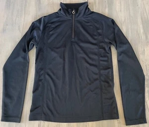 LANDS END KIDS Thermaskin Thermal Mockneck Zip Base Layer Top M 10 12 Yrs Black - Picture 1 of 4