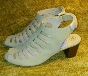 Johnston & Murphy Caged Peep-Toe Bootie Ivory Suede 7.5M Shoe Heel Sandal NEW - Picture 1 of 9