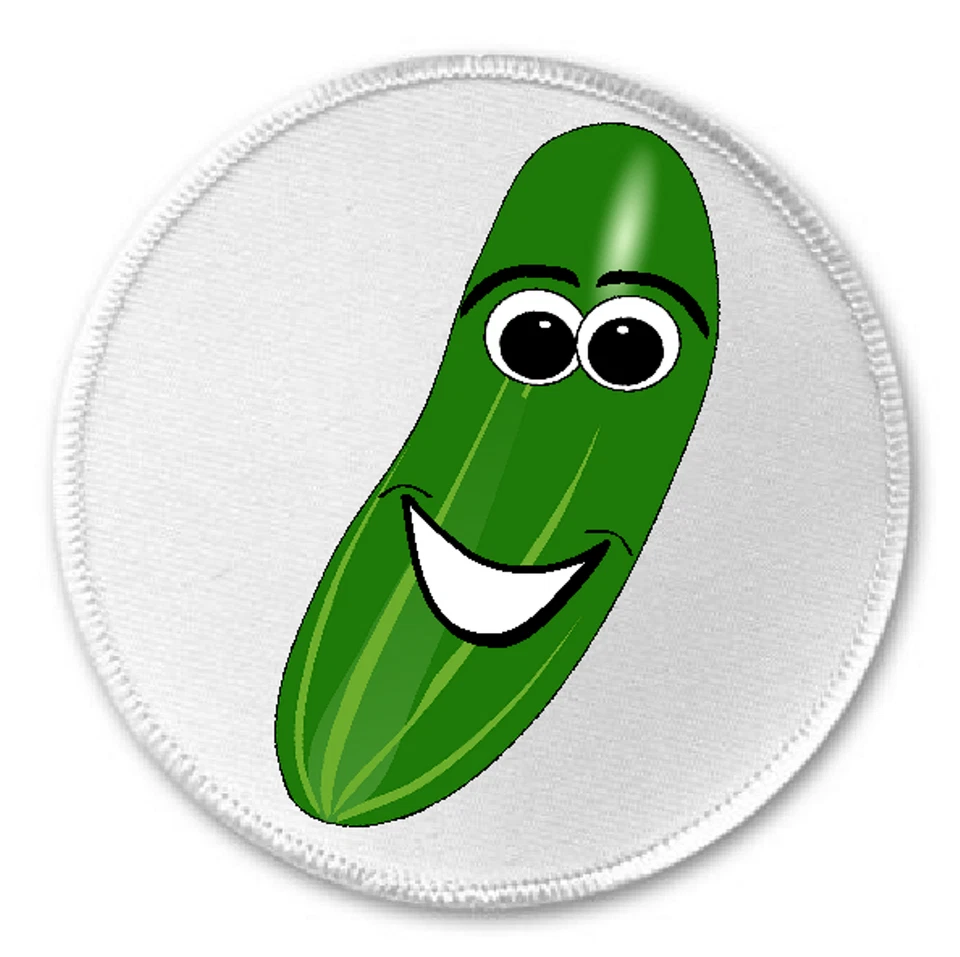 Smiling Cucumber - 3" Sew/Iron On Patch Smile Vegetable Veggie Food Pickle Humor - Image 1 of 1