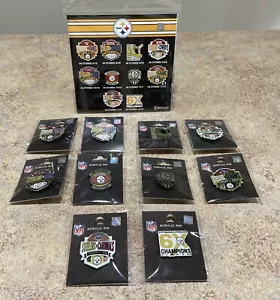 Lote de 10 prendedores acrílicos Pittsburgh Steelers NFL (6 Super Bowl/4 prendedores varios) + soporte - Imagen 1 de 14